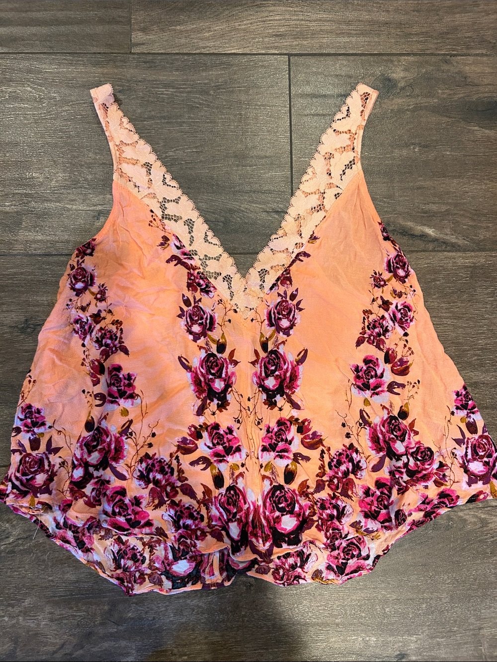 Free People Intimately Morning Rose Floral Lace V-Neck Cami Tank Size M